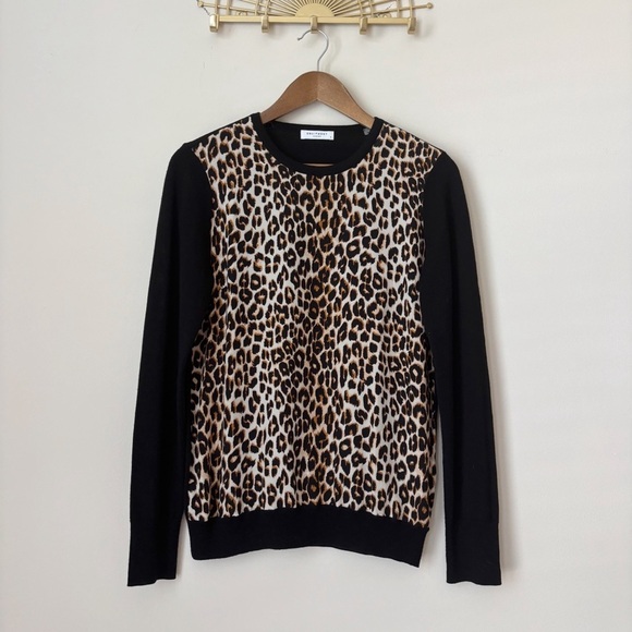 Equipment Roland Leopard Print Wool Silk Blend Sweater Small Black Pullover - Picture 8 of 8